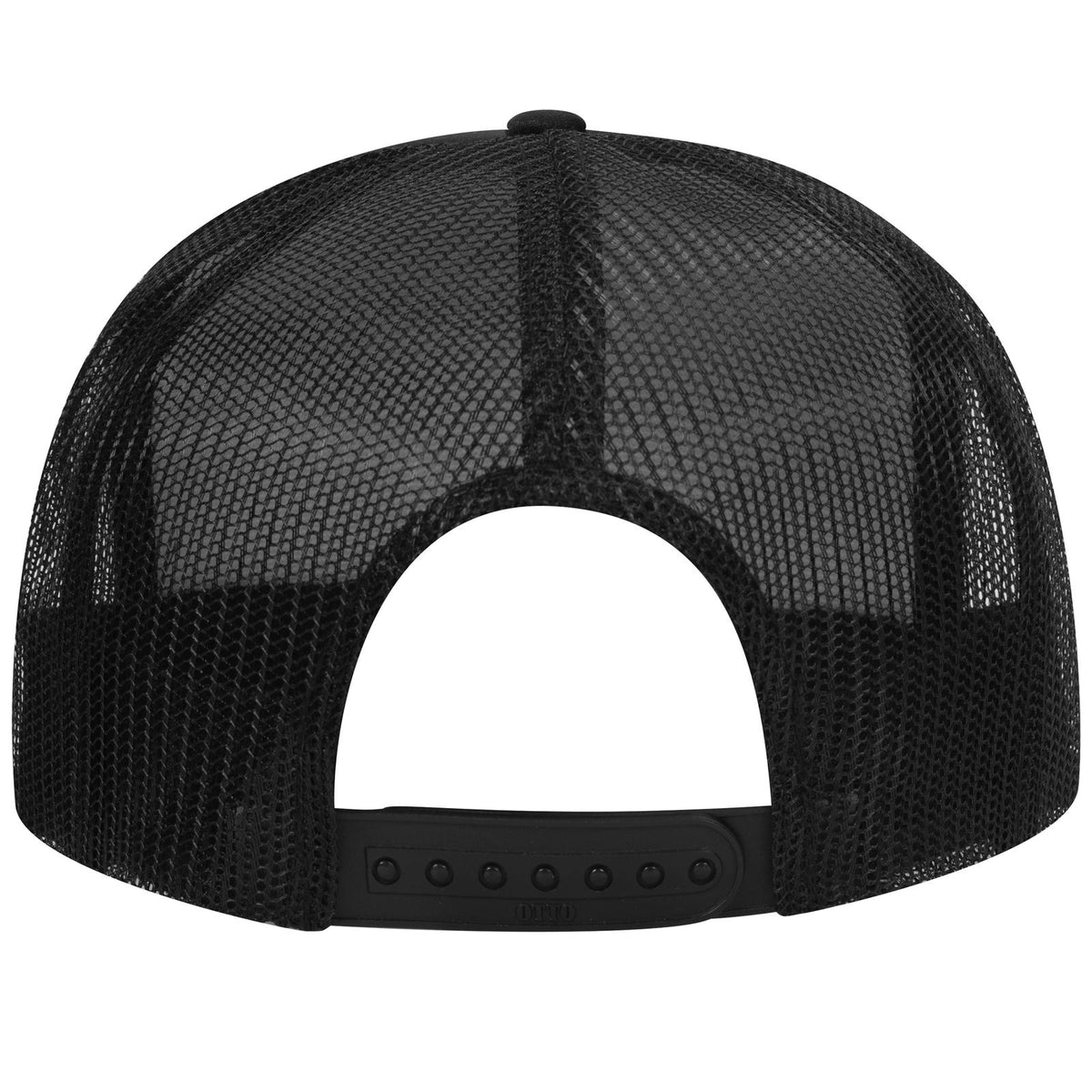 Rear View of 003M - Blk/Gld OTTO CAP 5 Panel High Crown Mesh Back Trucker Hat