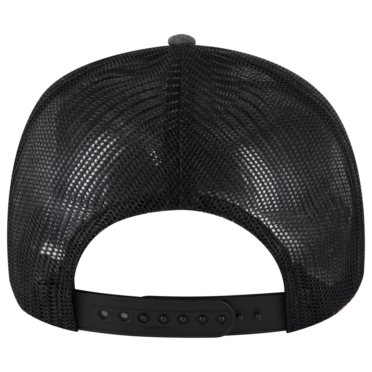 Rear View of 003V - Blk OTTO CAP 6 Panel Low Profile Mesh Back Trucker Hat