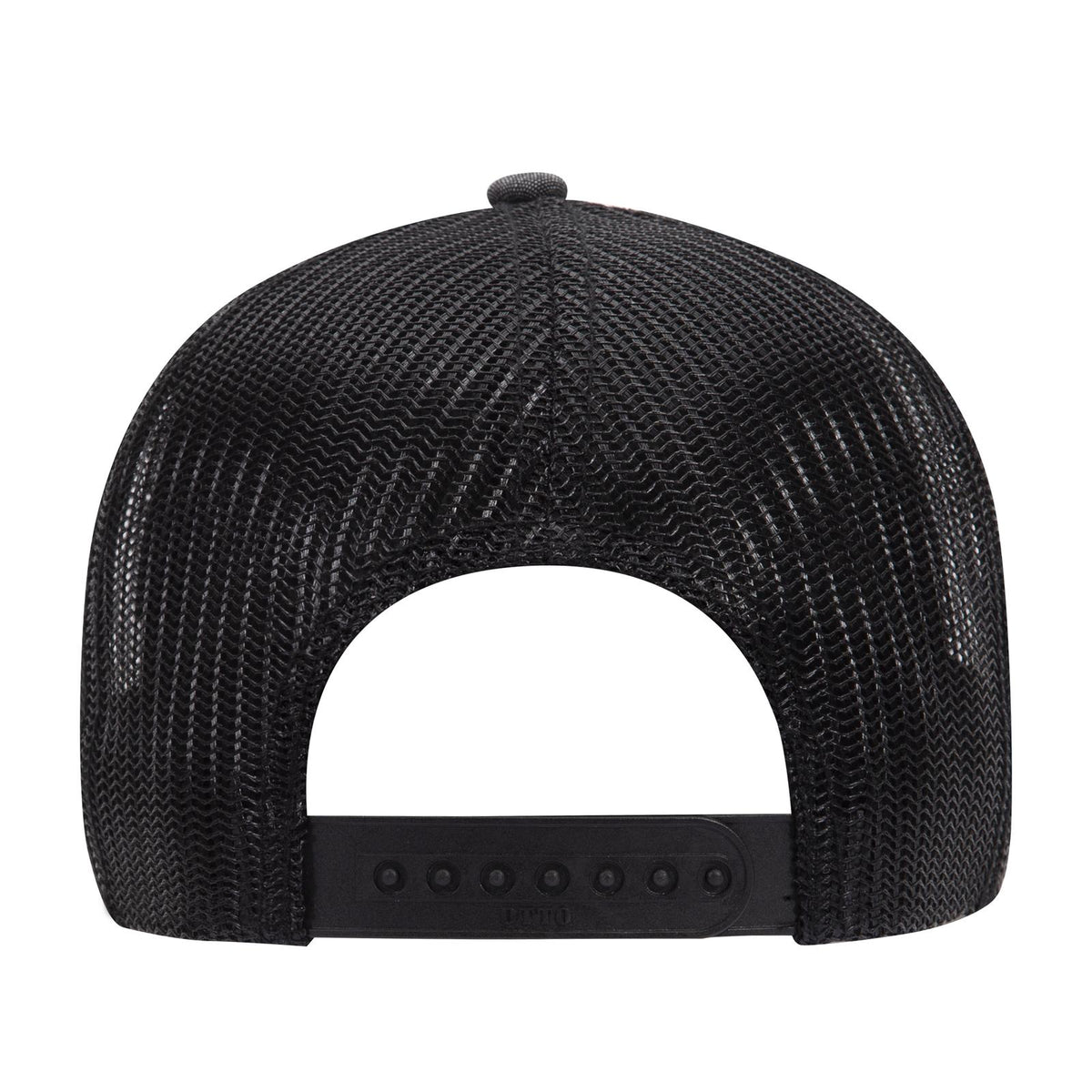 Rear View of 003X - Black OTTO CAP 6 Panel Low Profile Mesh Back Trucker Hat