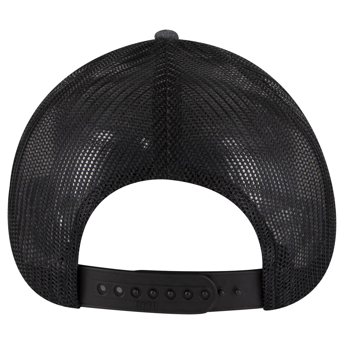 Rear View of 003X - Black OTTO CAP 6 Panel Low Profile Mesh Back Trucker Hat