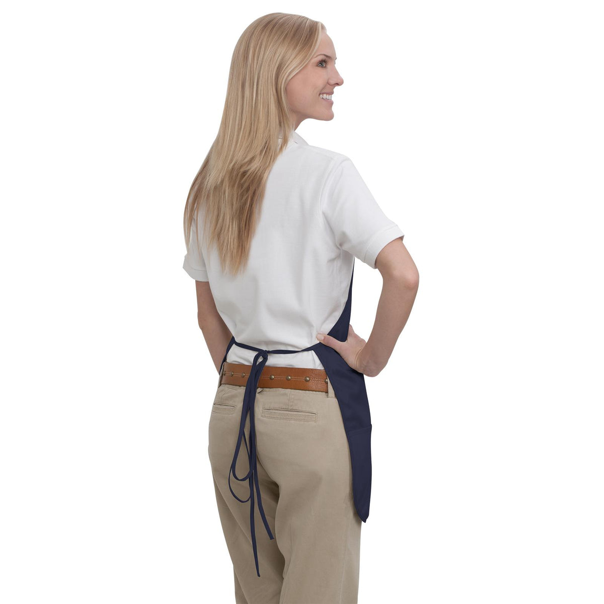 Rear View of 004 - Navy OTTO 2 Pocket Medium Bib Apron