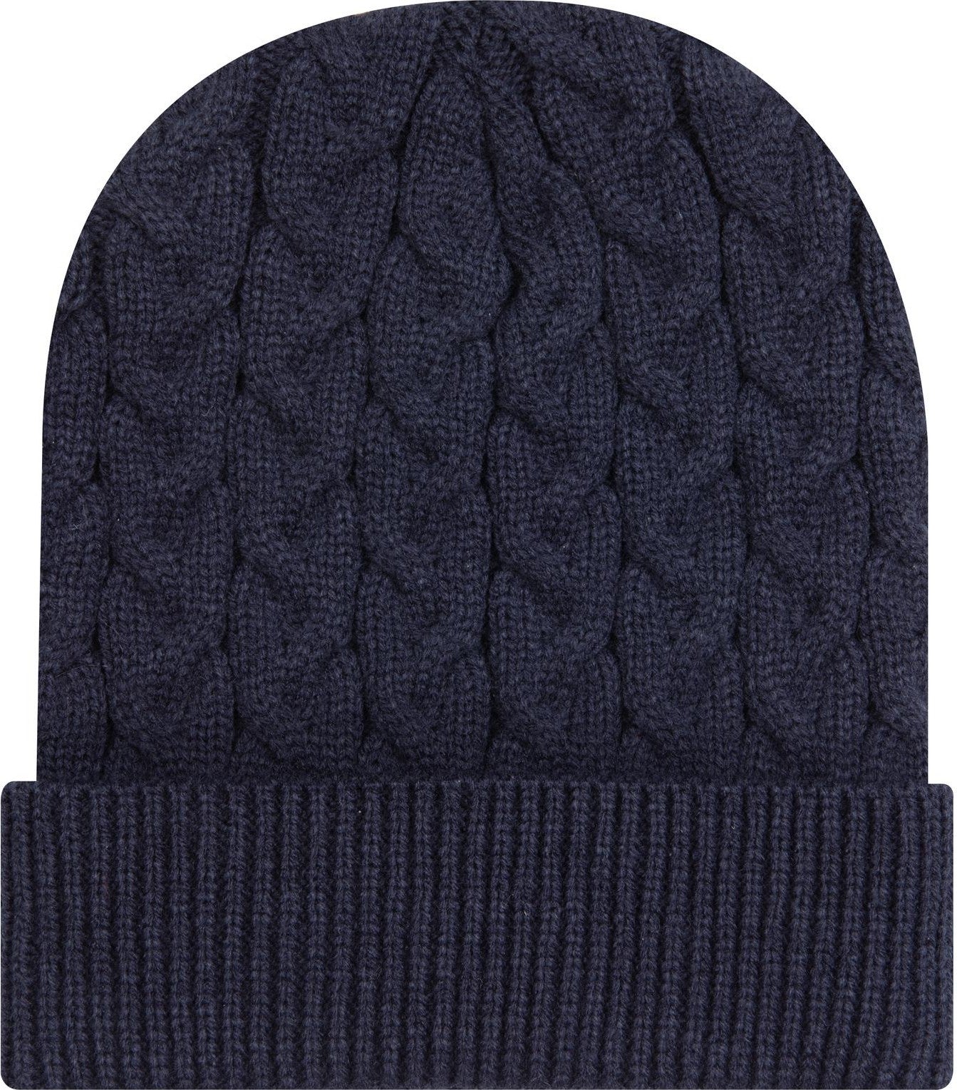 Front View of 004 - Navy OTTO CAP 12" Cable Knit Beanie w/ Rib Knit Cuff