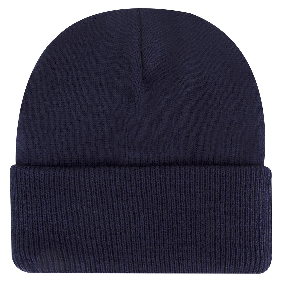 Rear View of 004 - Navy OTTO CAP 12" Classic Knit Beanie w/ Inside Fleece Lining & Rib Knit Cuff