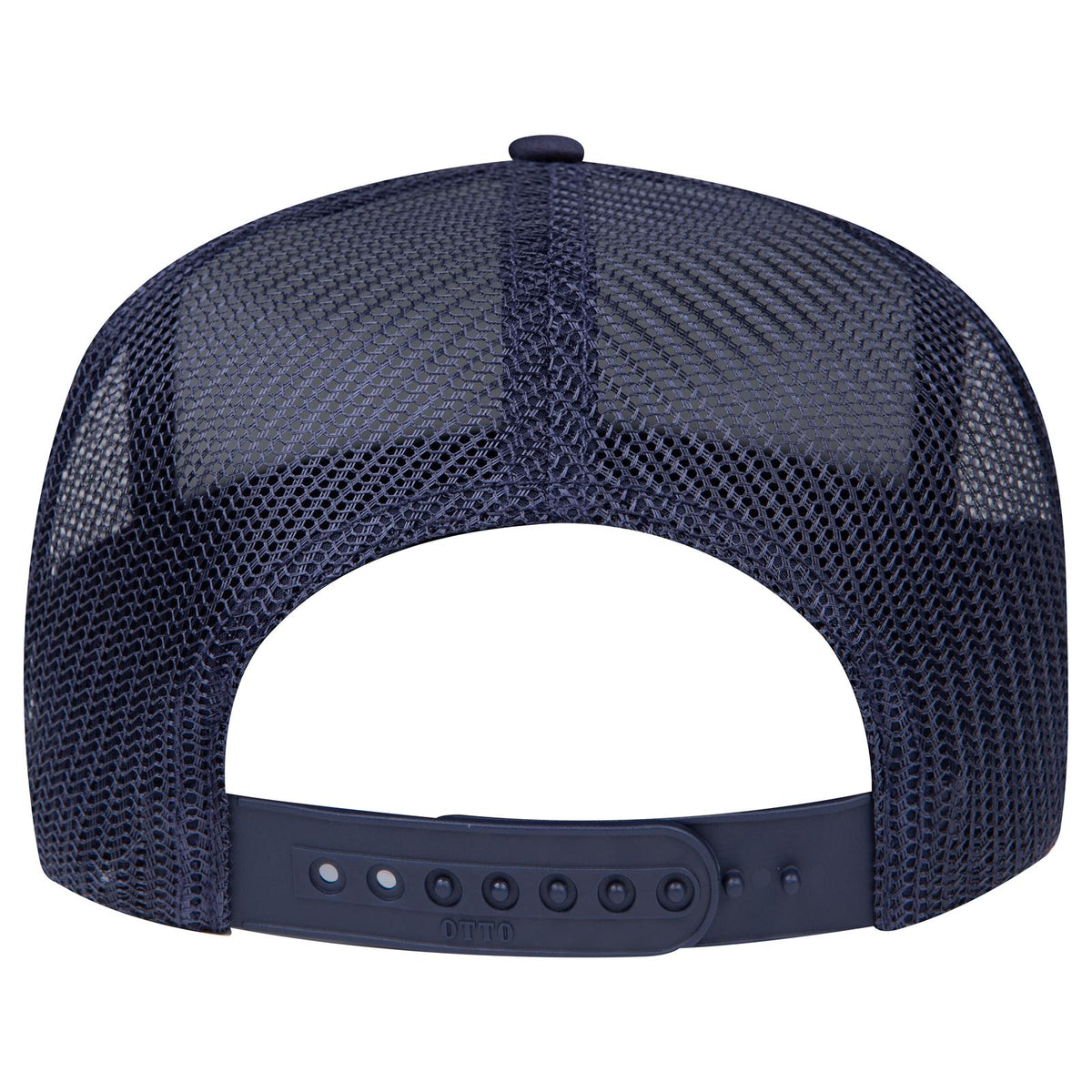 Rear View of 004 - Navy OTTO CAP 5 Panel High Crown Mesh Back Trucker Hat