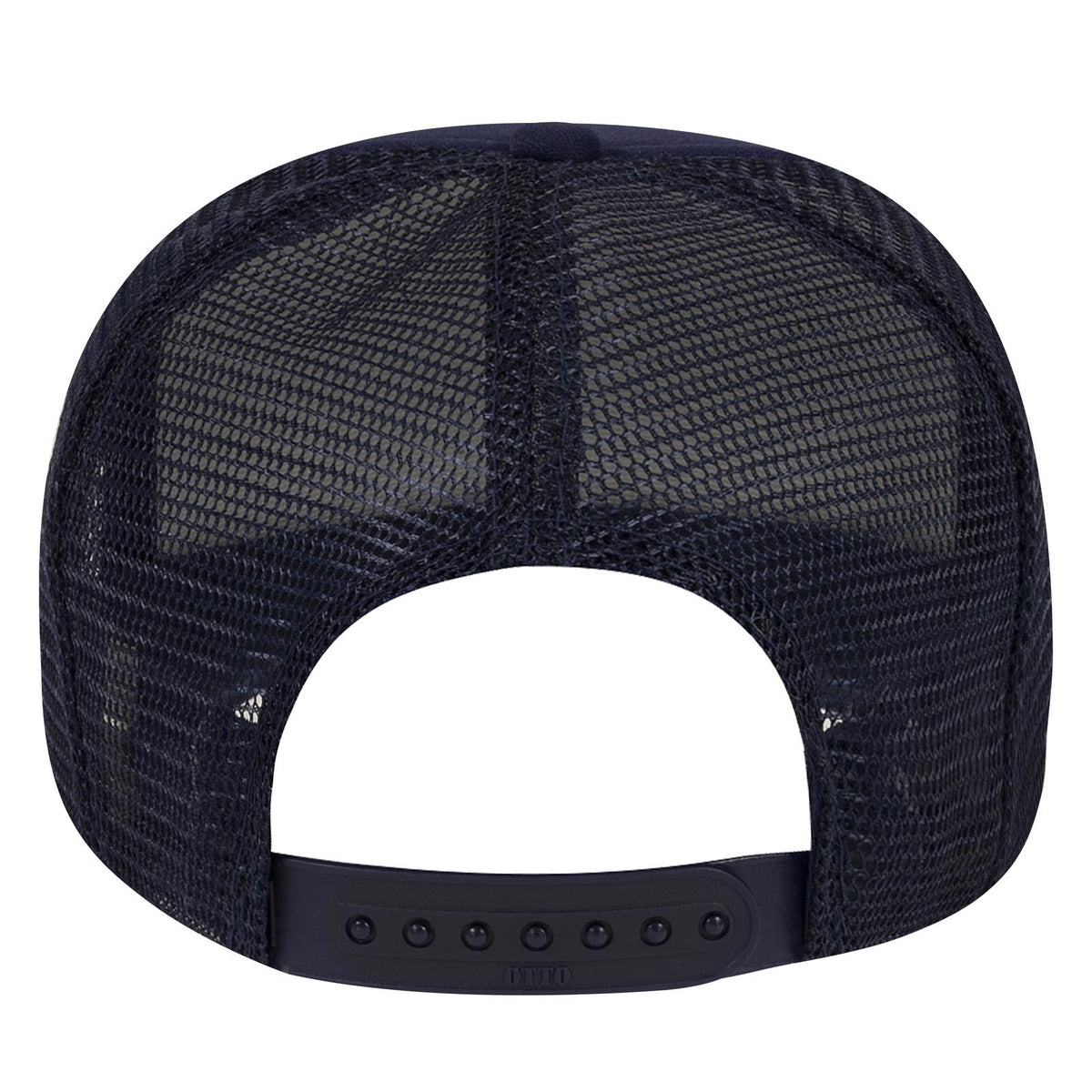Rear View of 004 - Navy OTTO CAP 5 Panel High Crown Mesh Back Trucker Hat