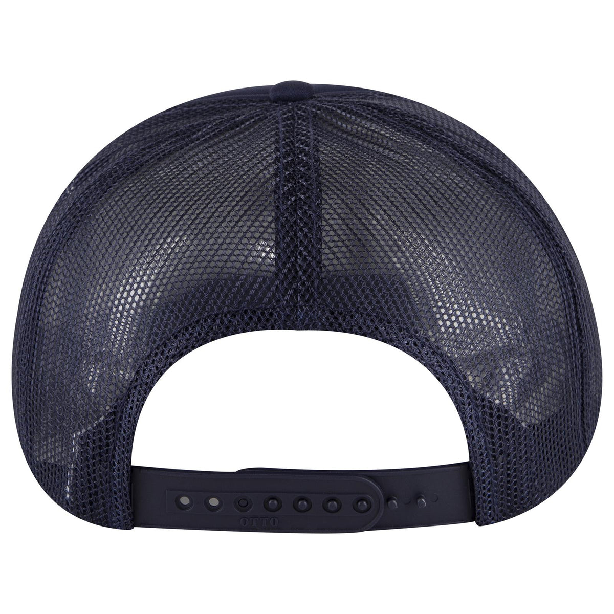 Rear View of 004 - Navy OTTO CAP 5 Panel High Crown Mesh Back Trucker Hat