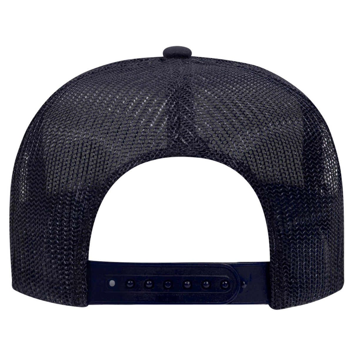 Rear View of 004 - Navy OTTO CAP 5 Panel High Crown Mesh Back Trucker Hat