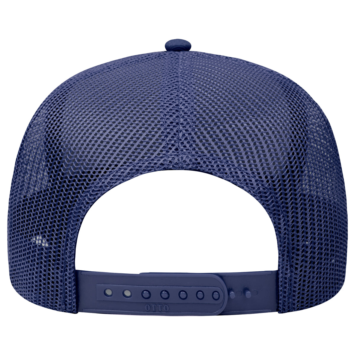 Rear View of 004 - Navy OTTO CAP 5 Panel Low Profile Mesh Back Trucker Hat