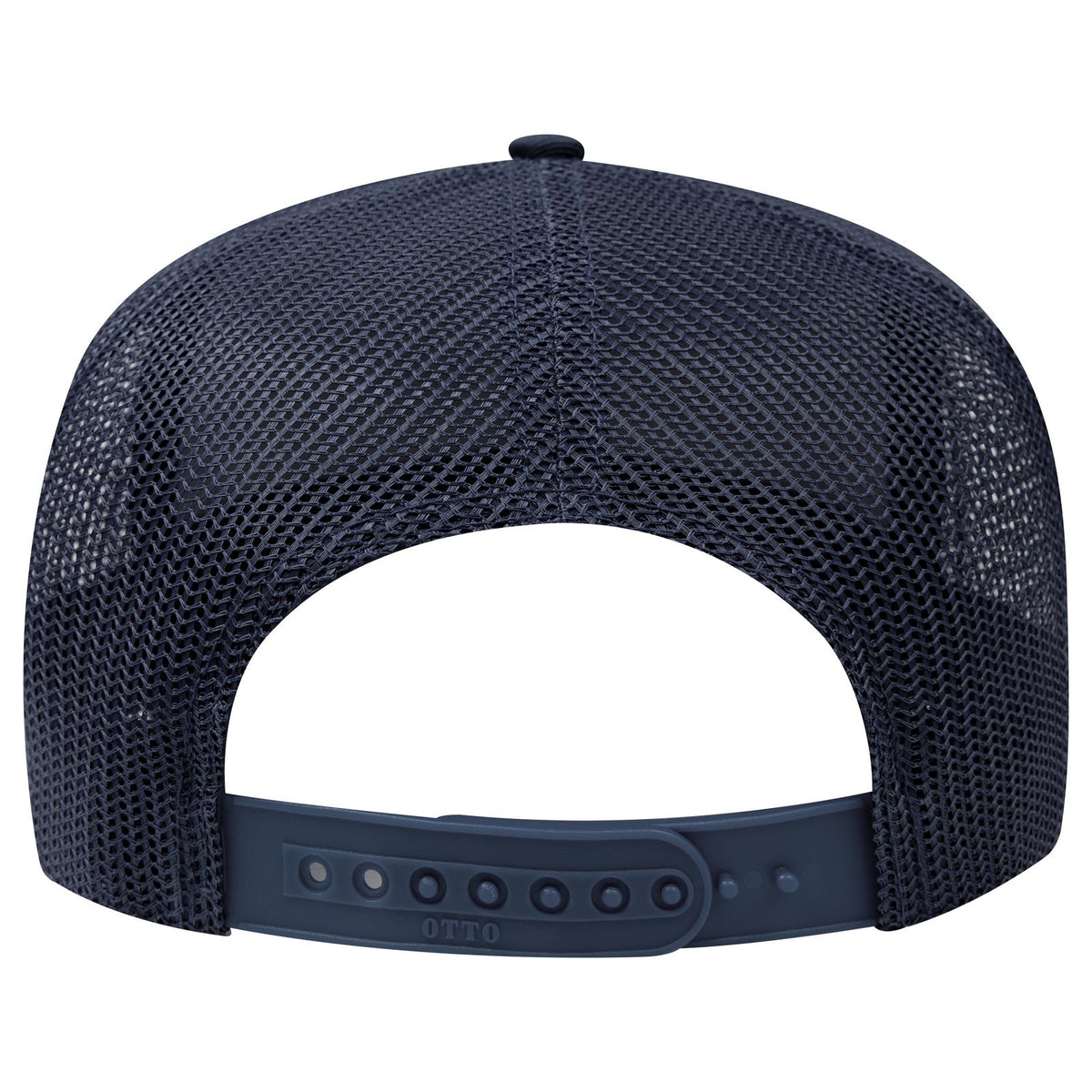 Rear View of 004 - Navy OTTO CAP 5 Panel Mid Profile Mesh Back Trucker Hat