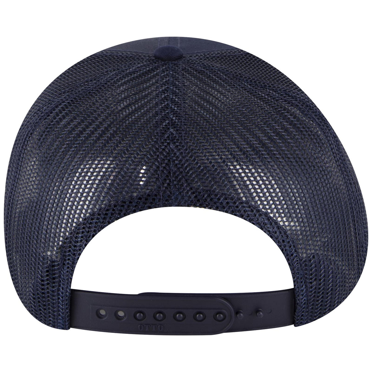 Rear View of 004 - Navy OTTO CAP 5 Panel Mid Profile Mesh Back Trucker Hat