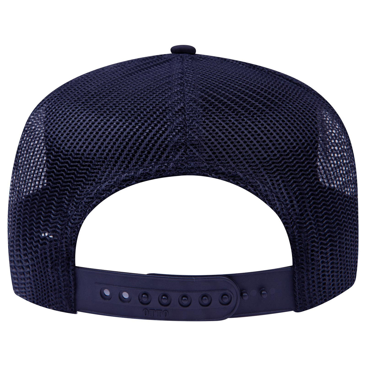 Rear View of 004 - Navy OTTO CAP 5 Panel Mid Profile Mesh Back Trucker Hat
