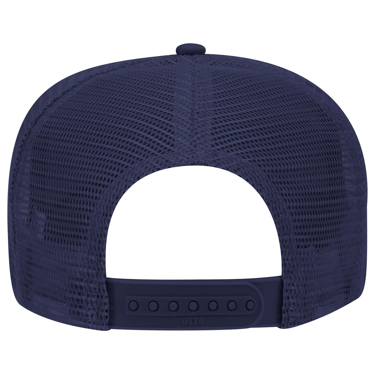 Rear View of 004 - Navy OTTO CAP 5 Panel Mid Profile Mesh Back Trucker Hat