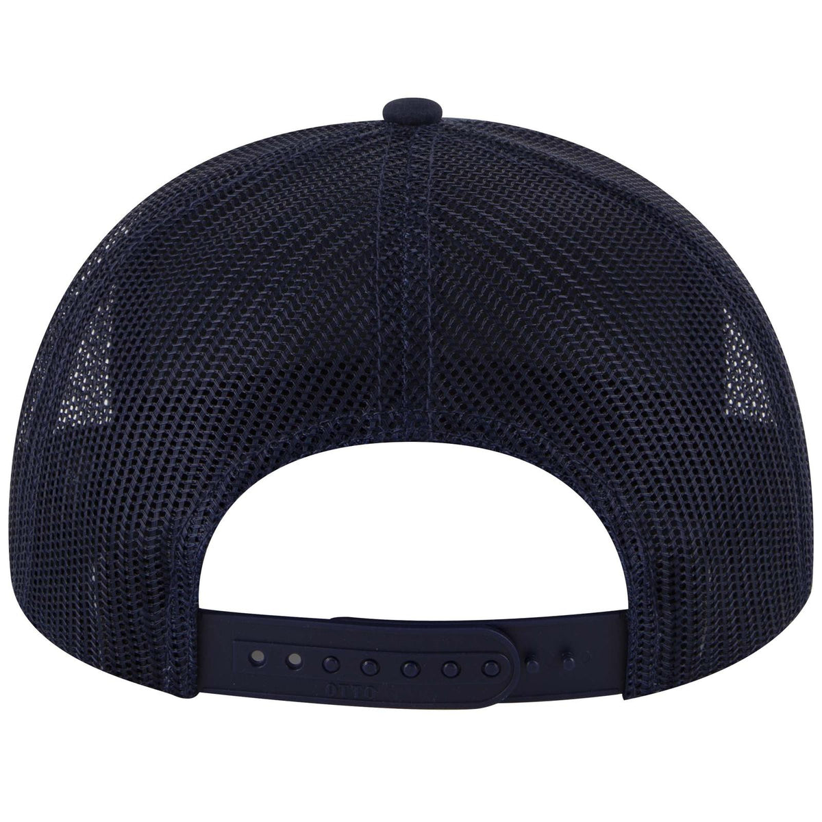 Rear View of 004 - Navy OTTO CAP 6 Panel Mid Profile Mesh Back Trucker Hat