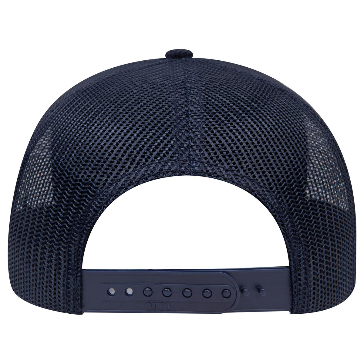 Rear View of 004 - Navy OTTO CAP 6 Panel Mid Profile Mesh Back Trucker Hat