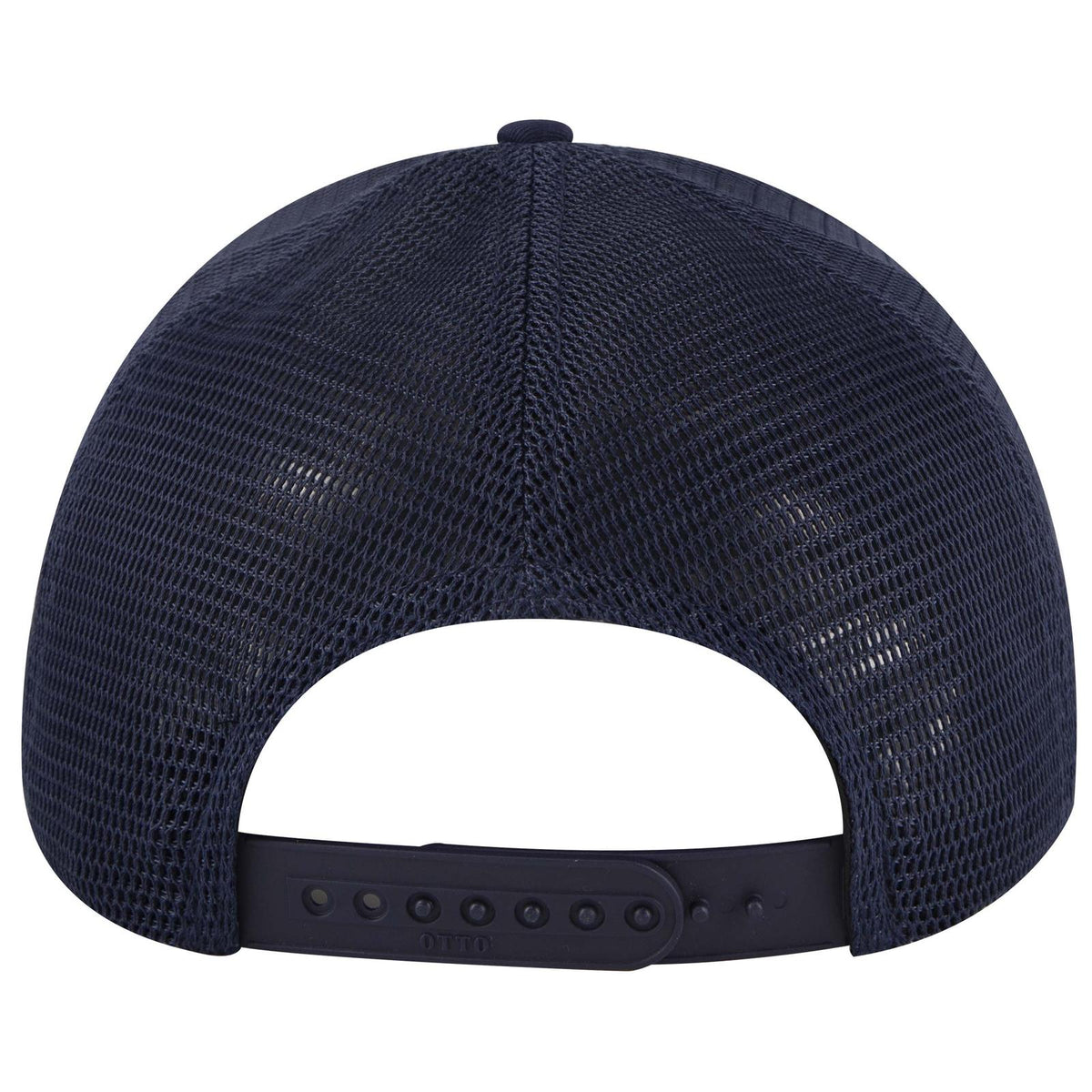 Rear View of 004 - Navy OTTO CAP "OTTO COMFY FIT" 6 Panel Low Profile Mesh Back Trucker Hat