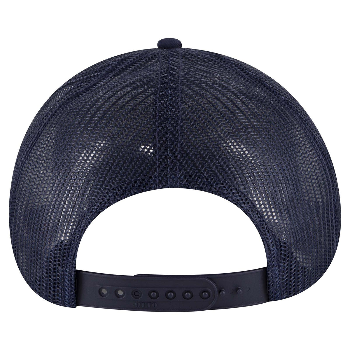 Rear View of 004A - Navy OTTO CAP 6 Panel Low Profile Mesh Back Trucker Hat