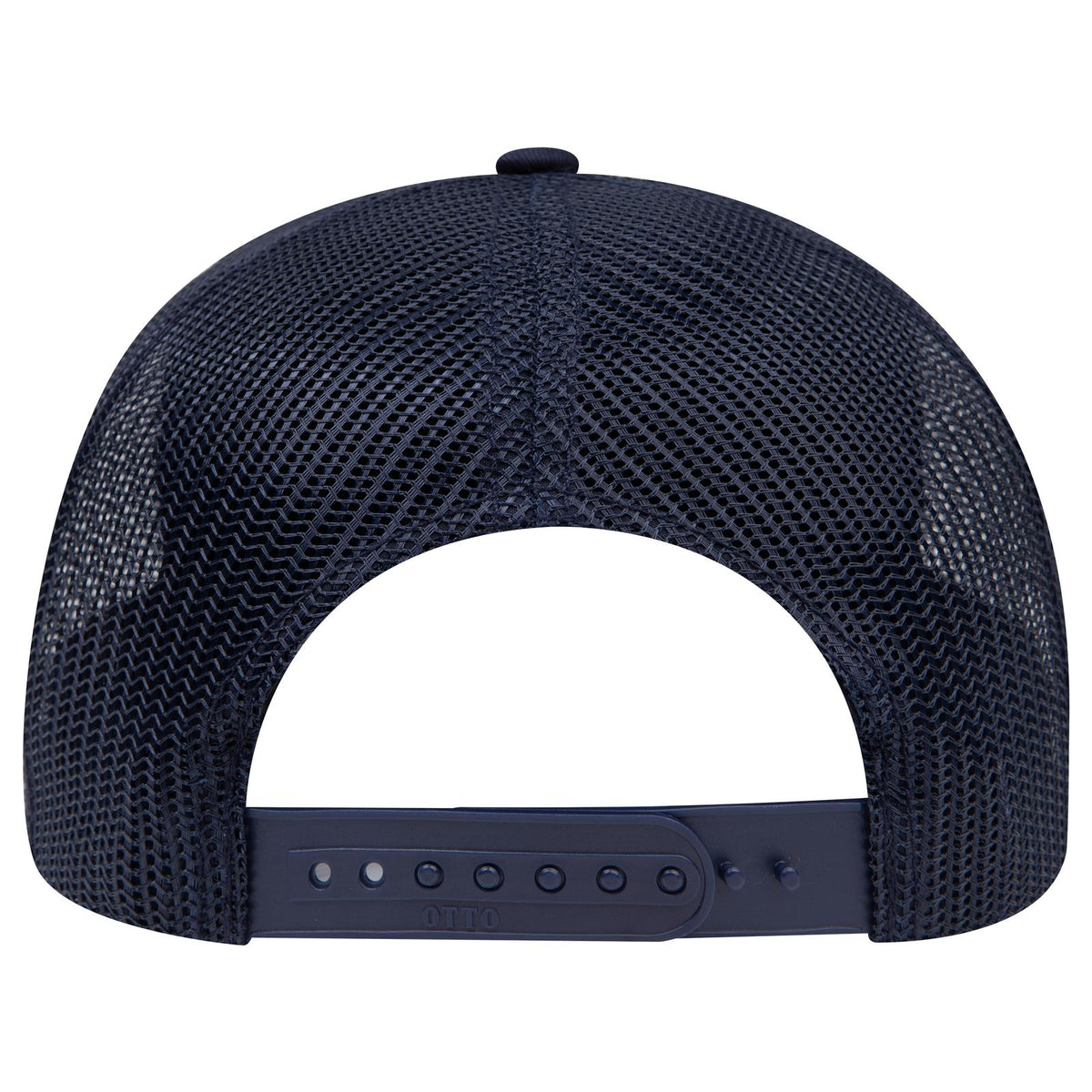Rear View of 004A - Navy OTTO CAP 6 Panel Mid Profile Mesh Back Trucker Hat