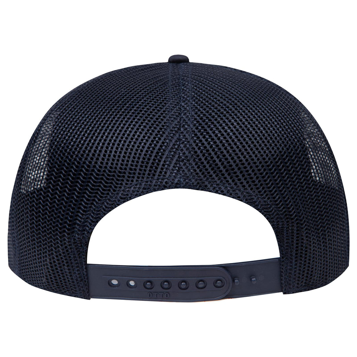 Rear View of 004C - Navy OTTO CAP "OTTO SNAP" 6 Panel Pro Style Mesh Back Trucker Snapback Hat