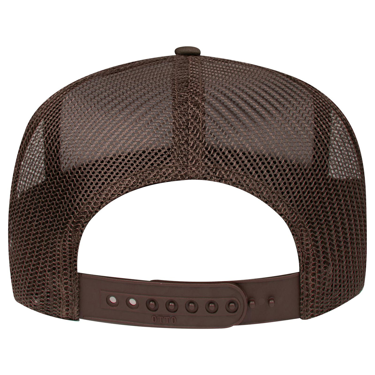 Rear View of 007 - Brown OTTO CAP 5 Panel High Crown Mesh Back Trucker Hat