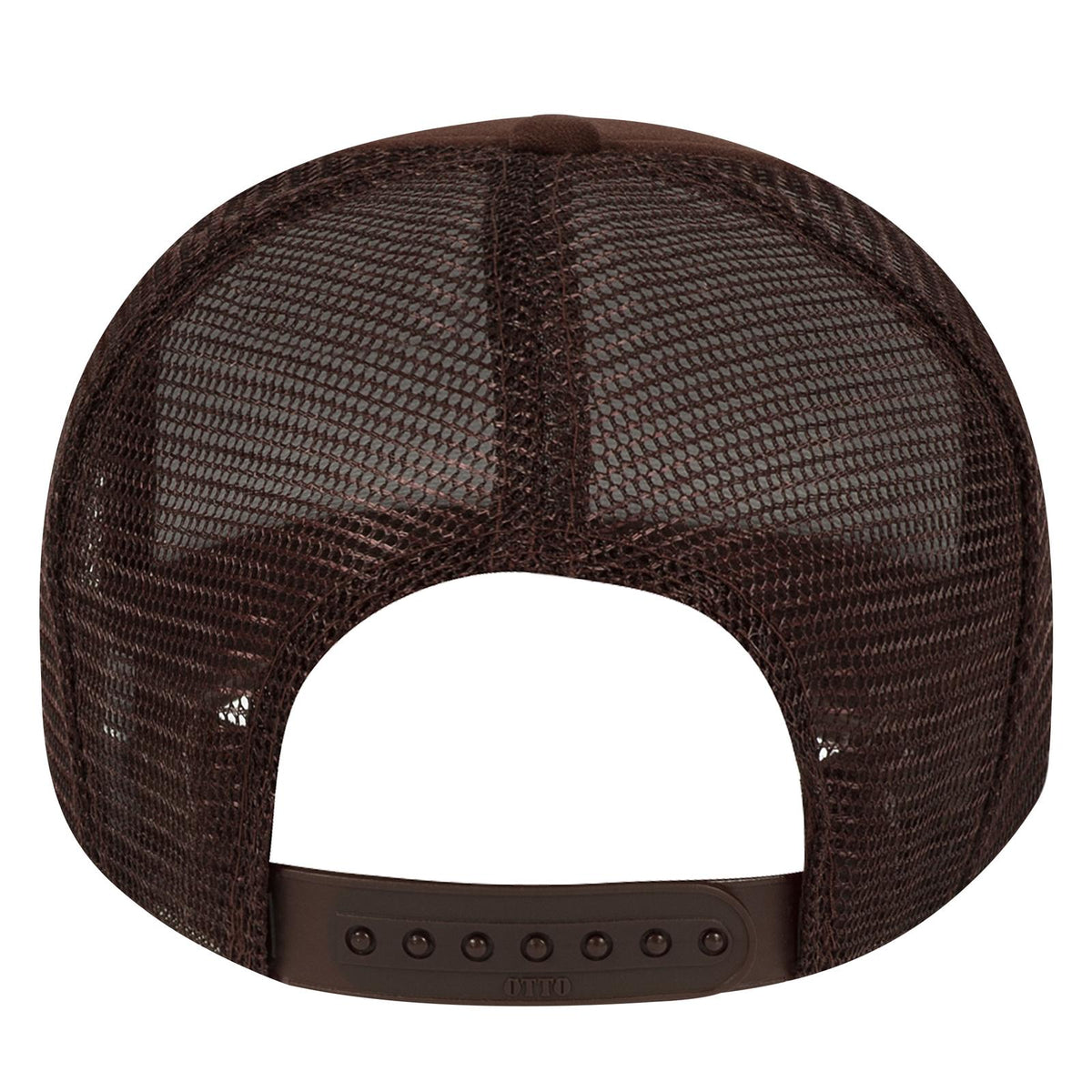 Rear View of 007 - Brown OTTO CAP 5 Panel High Crown Mesh Back Trucker Hat