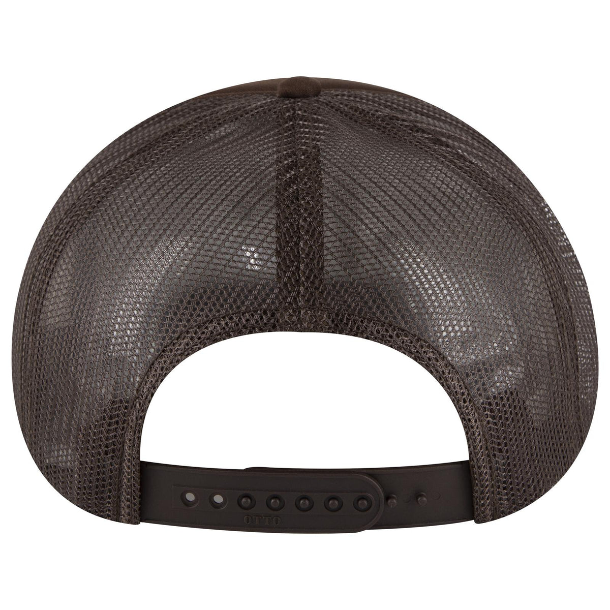 Rear View of 007 - Brown OTTO CAP 5 Panel High Crown Mesh Back Trucker Hat