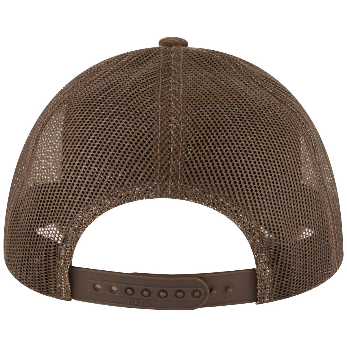 Rear View of 007F - Brown OTTO CAP 6 Panel Low Profile Mesh Back Trucker Hat