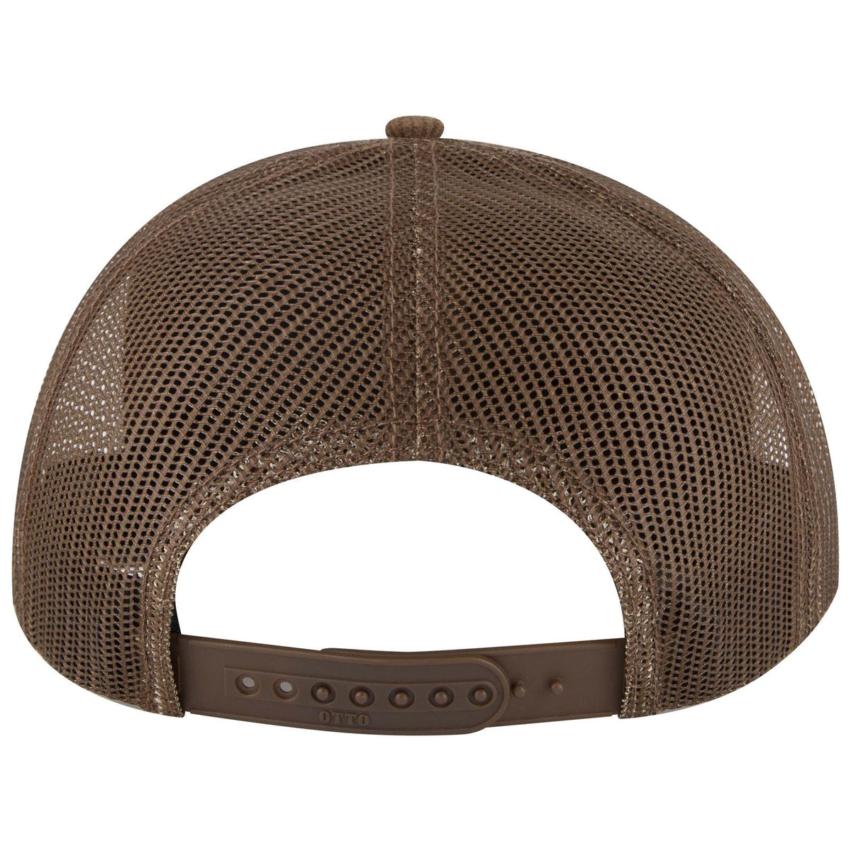 Rear View of 007F - Brown OTTO CAP 6 Panel Mid Profile Mesh Back Trucker Hat