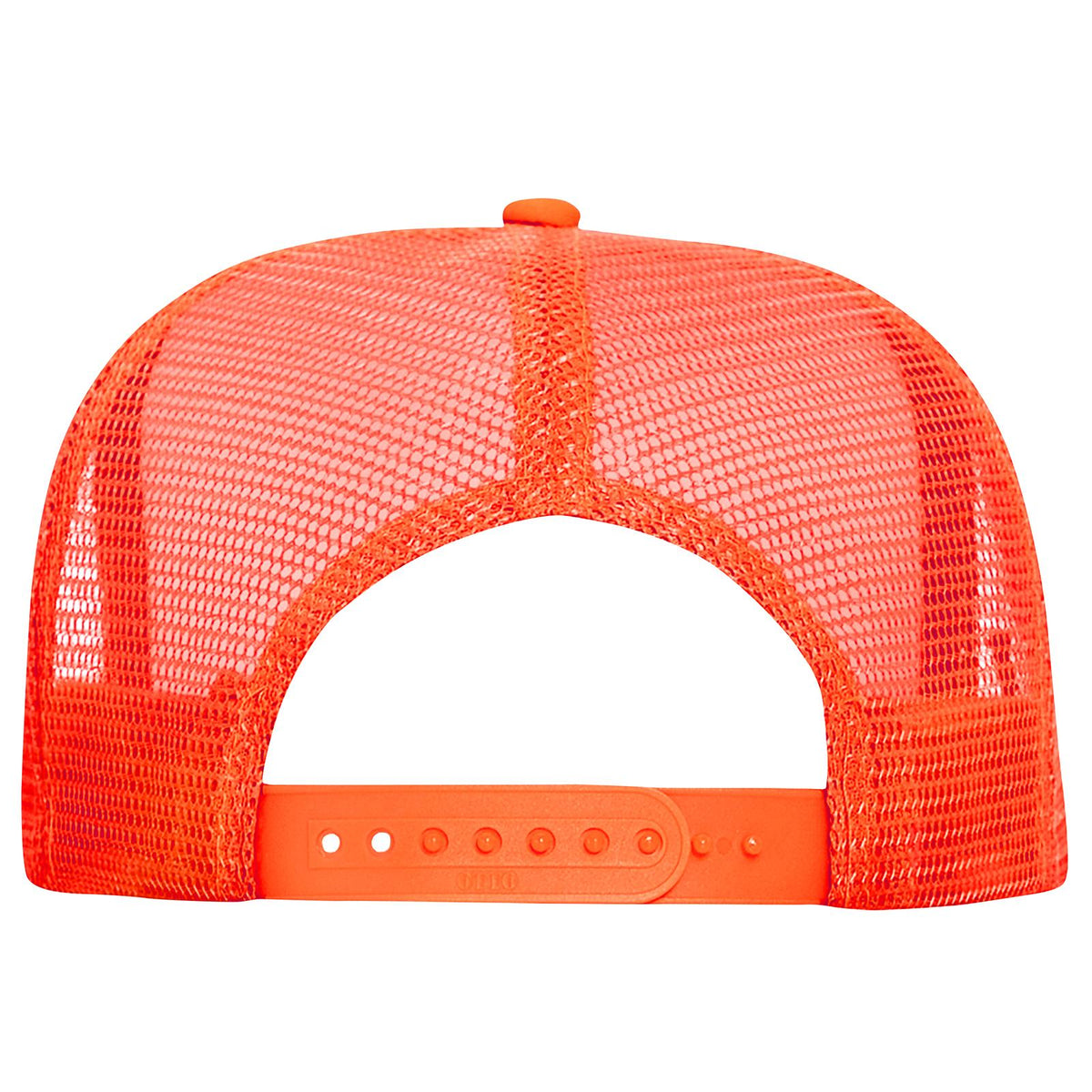 Rear View of 009 - N. Orange OTTO CAP 5 Panel High Crown Mesh Back Trucker Hat
