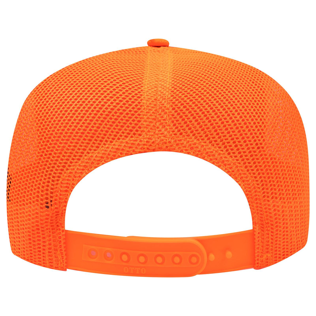 Rear View of 009 - N. Orange OTTO CAP 5 Panel Mid Profile Mesh Back Trucker Hat