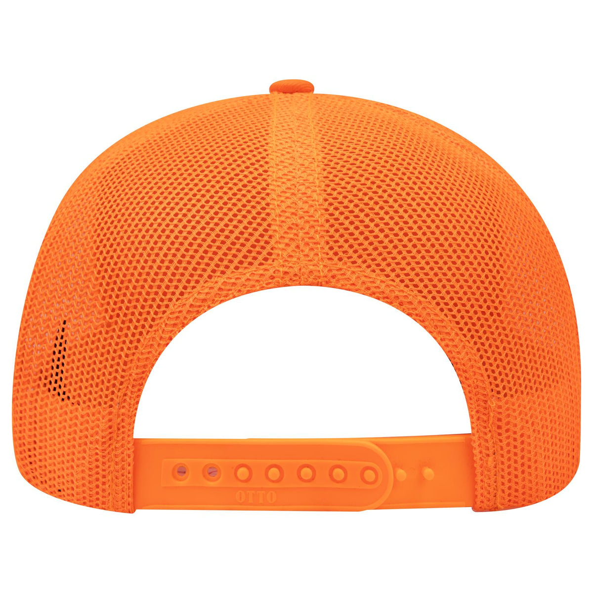 Rear View of 009 - N. Orange OTTO CAP 6 Panel Mid Profile Mesh Back Trucker Hat