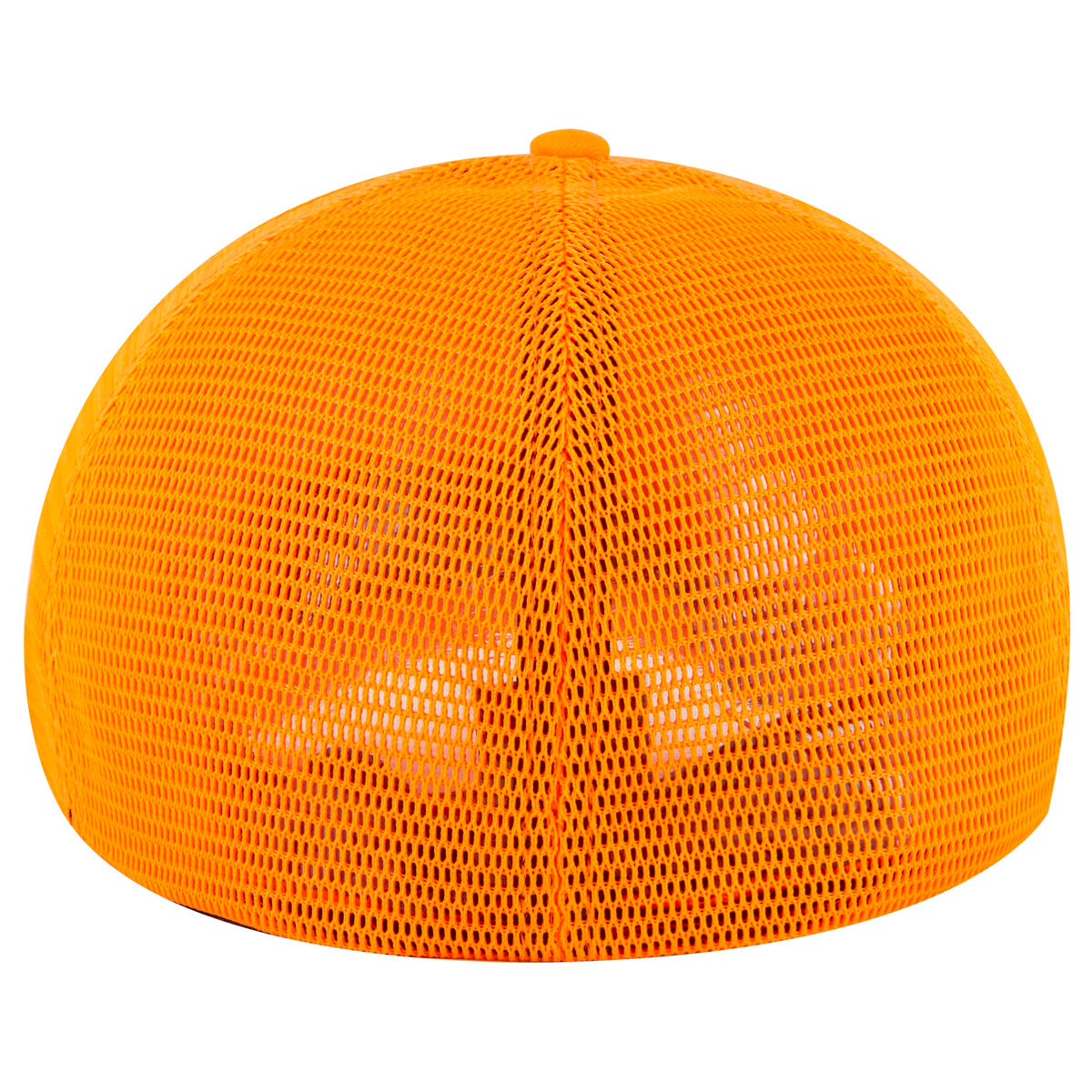 Rear View of 009 - N. Orange OTTO CAP "OTTO FLEX" Fitted 6 Panel Low Profile Mesh Back Trucker Hat