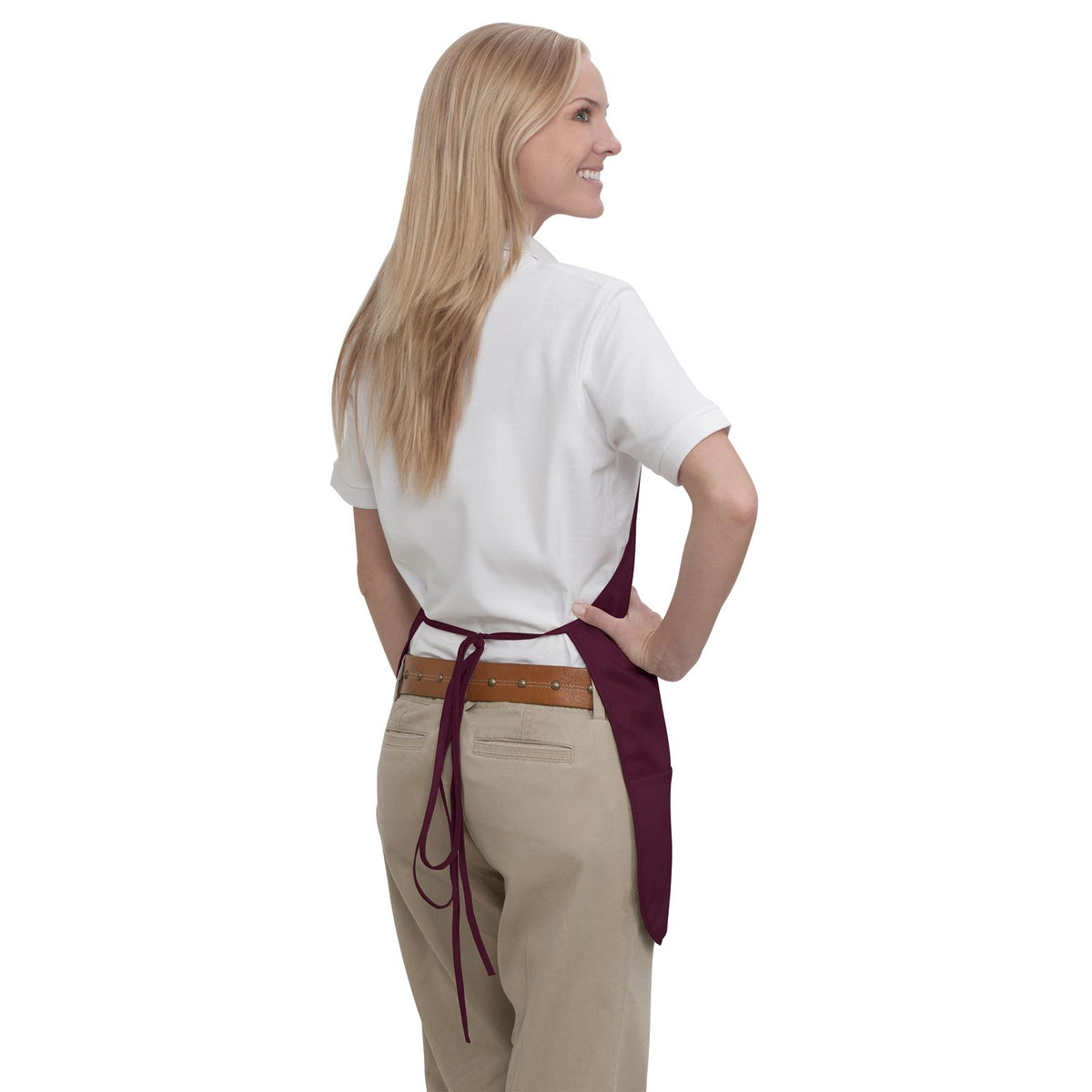 Rear View of 010 - Maroon OTTO 2 Pocket Medium Bib Apron