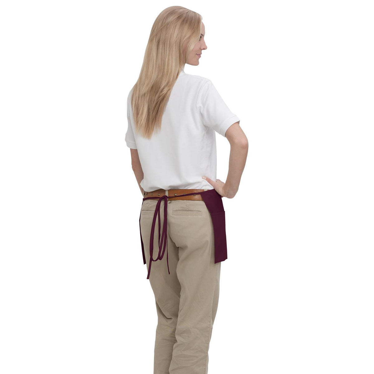 Rear View of 010 - Maroon OTTO 3 Pocket Waist Apron