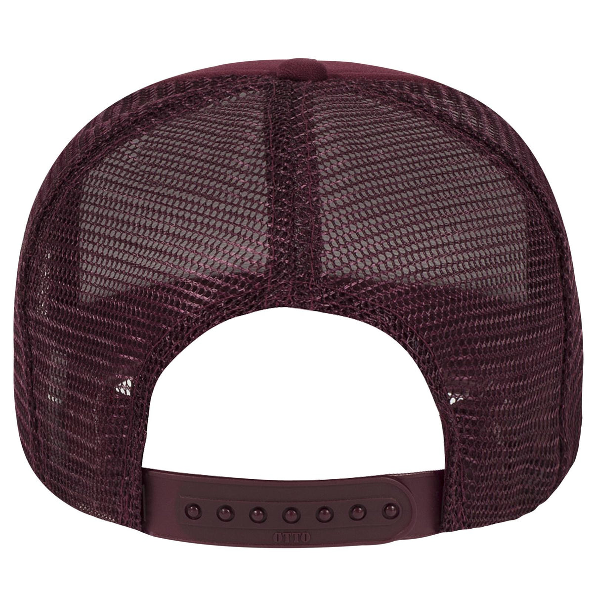 Rear View of 010 - Maroon OTTO CAP 5 Panel High Crown Mesh Back Trucker Hat