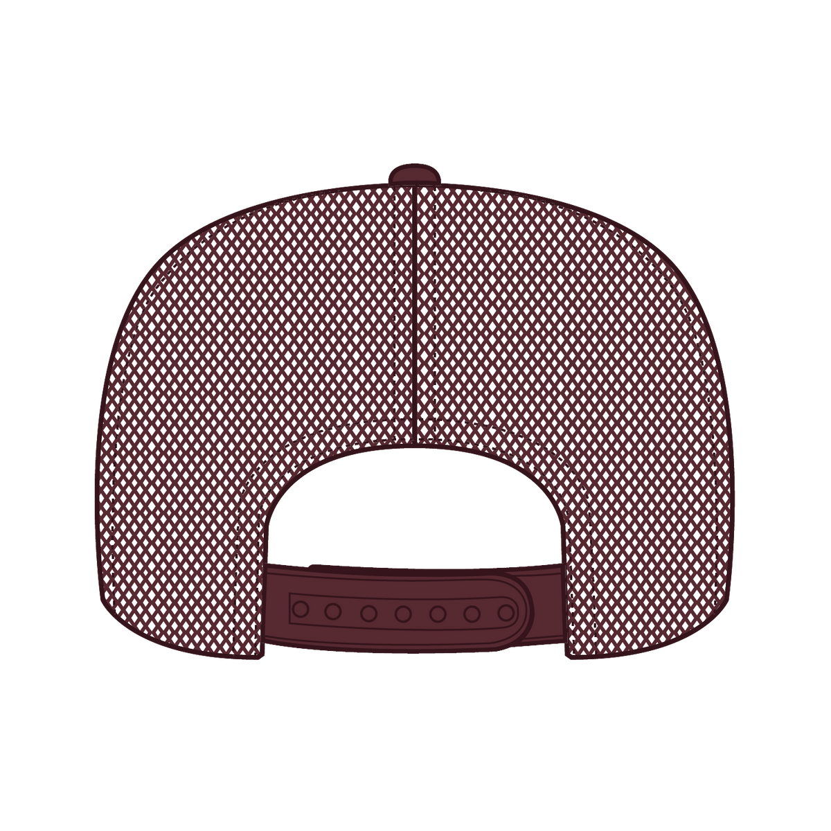 Rear View of 010 - Maroon OTTO CAP 5 Panel High Crown Mesh Back Trucker Hat