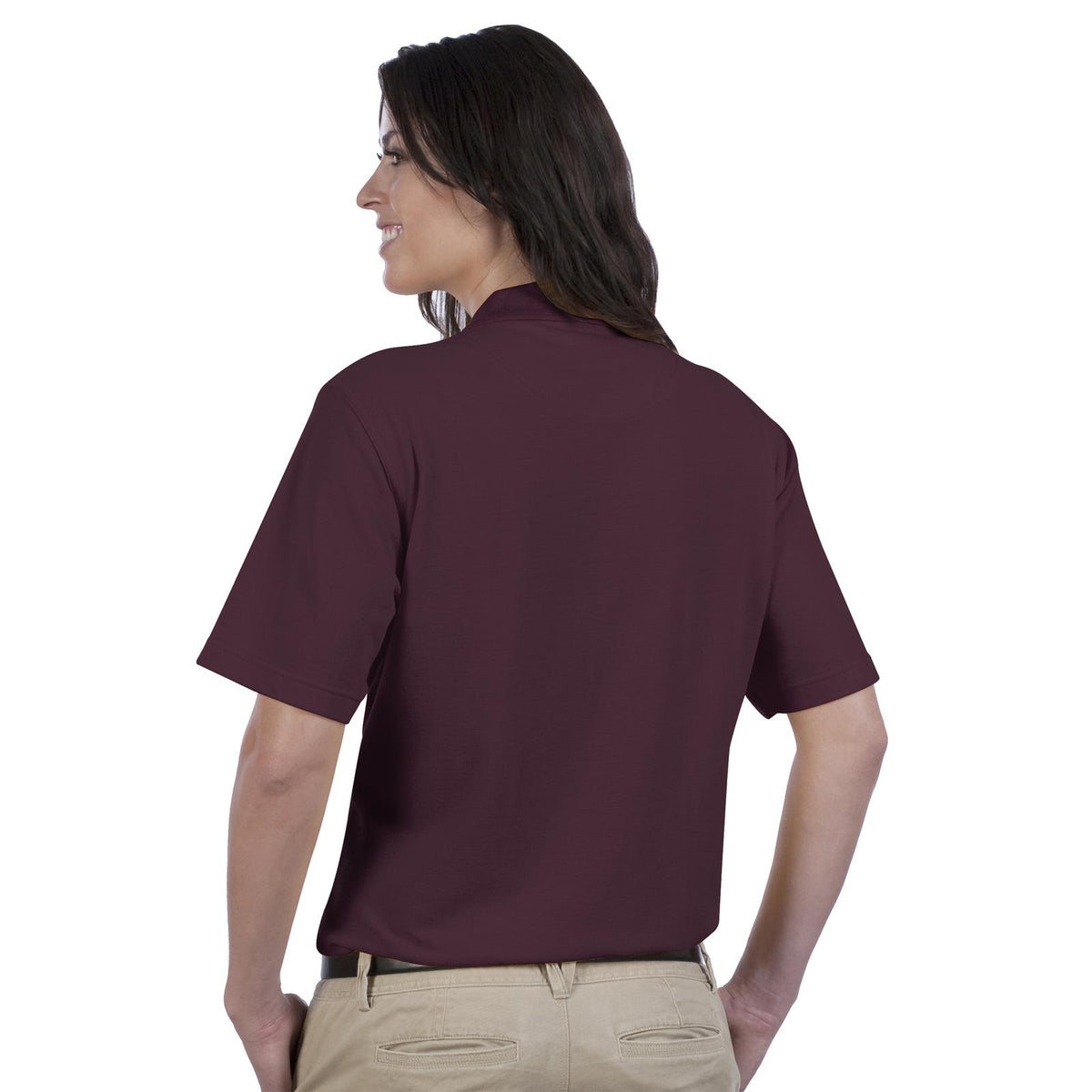 Rear View of 010 - Maroon OTTO Ladies' Comfortable Sport Shirt