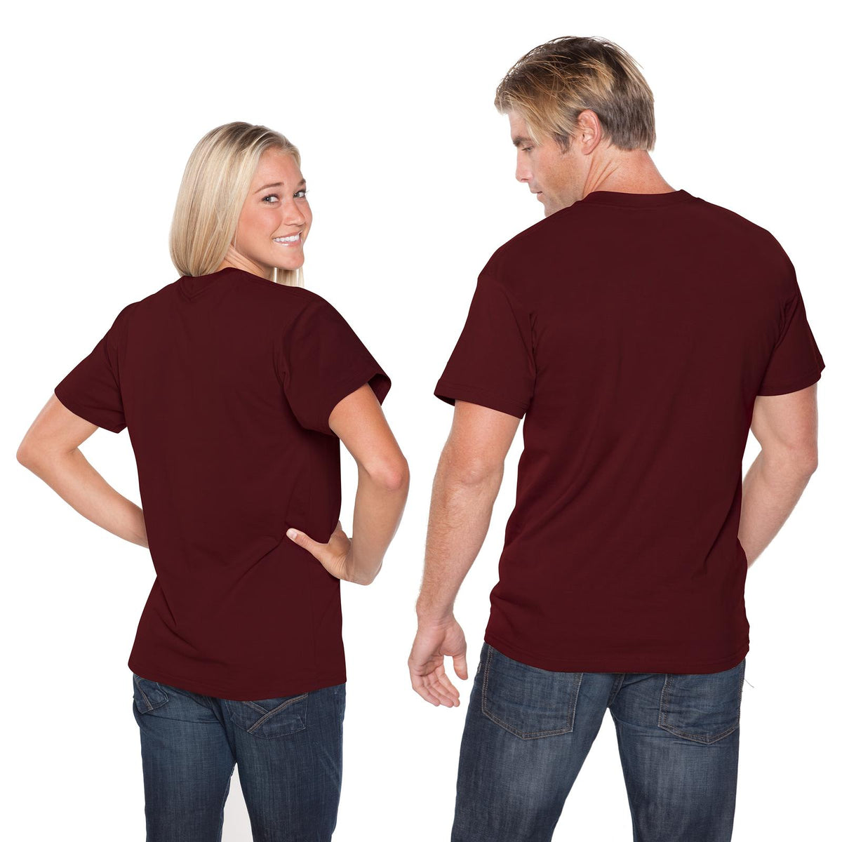 Rear View of 010 - Maroon OTTO Unisex Heavyweight Comfy Tee T-Shirt