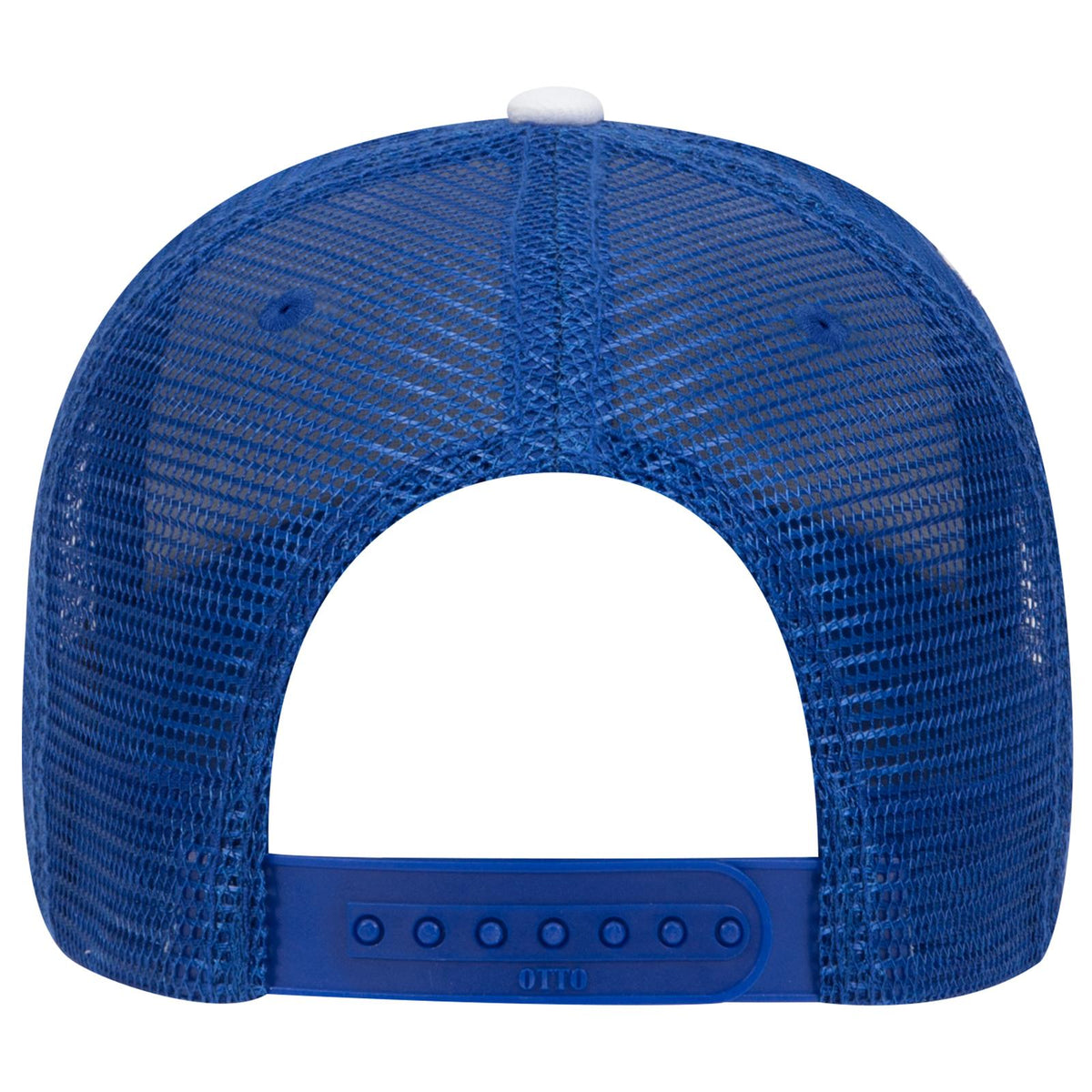 Rear View of 010116 - Ryl/Ryl/Wht OTTO CAP 6 Panel Low Profile Mesh Back Trucker Hat