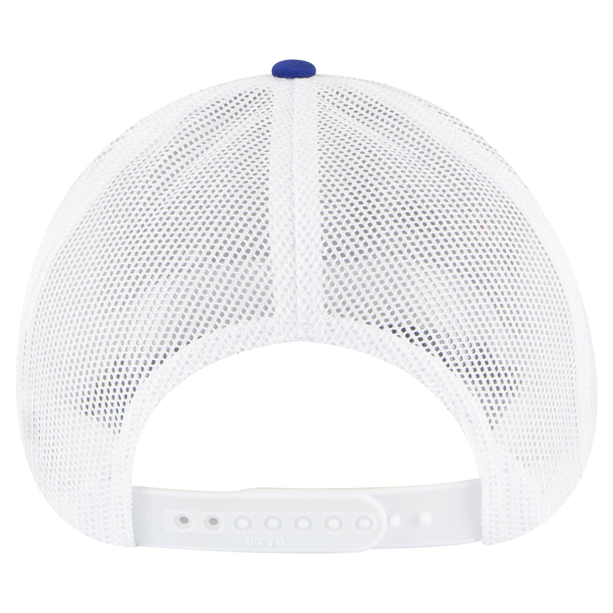 Rear View of 010116 - Ryl/Ryl/Wht OTTO CAP 6 Panel Low Profile Mesh Back Trucker Hat