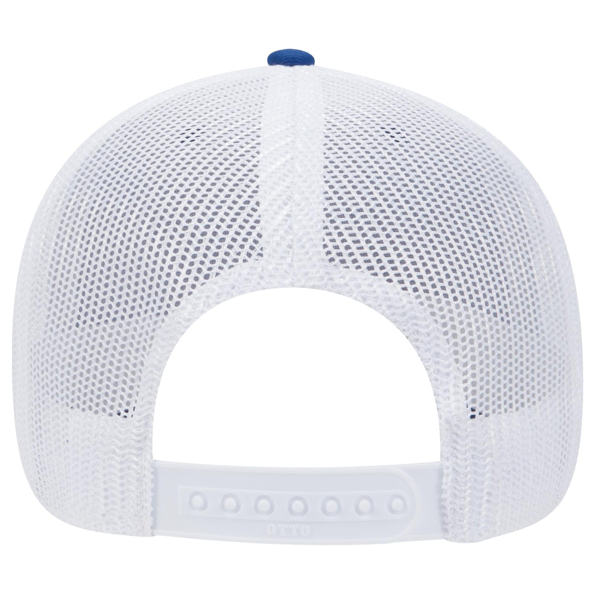 Rear View of 010116 - Ryl/Ryl/Wht OTTO CAP 6 Panel Low Profile Mesh Back Trucker Hat