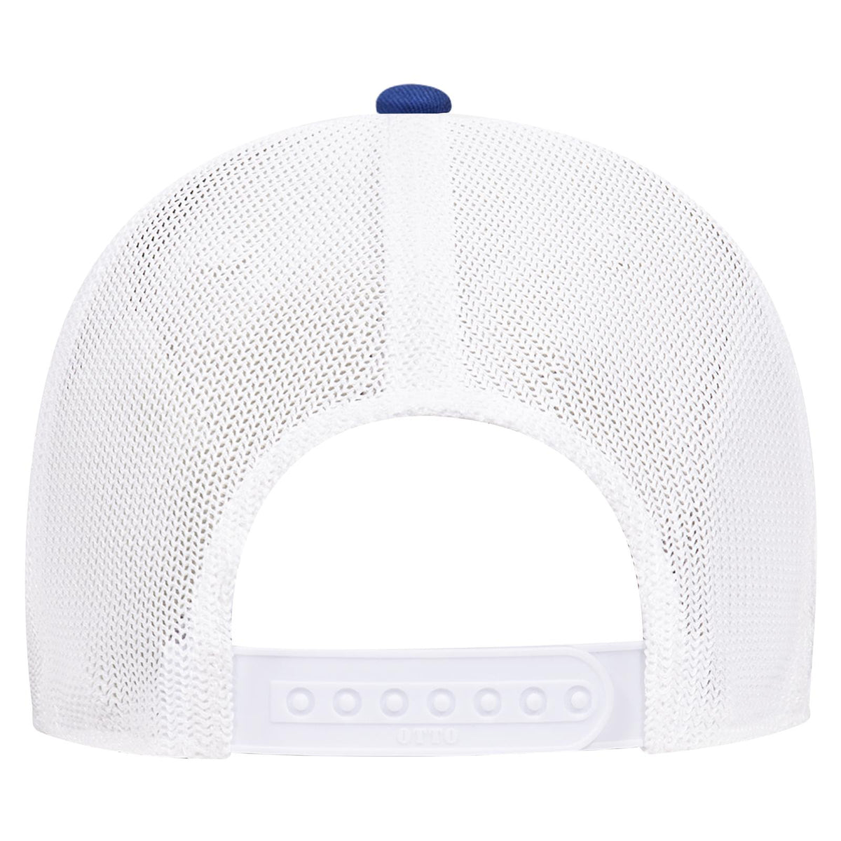 Rear View of 010116 - Ryl/Ryl/Wht OTTO CAP "OTTO COMFY FIT" 6 Panel Low Profile Mesh Back Trucker Hat
