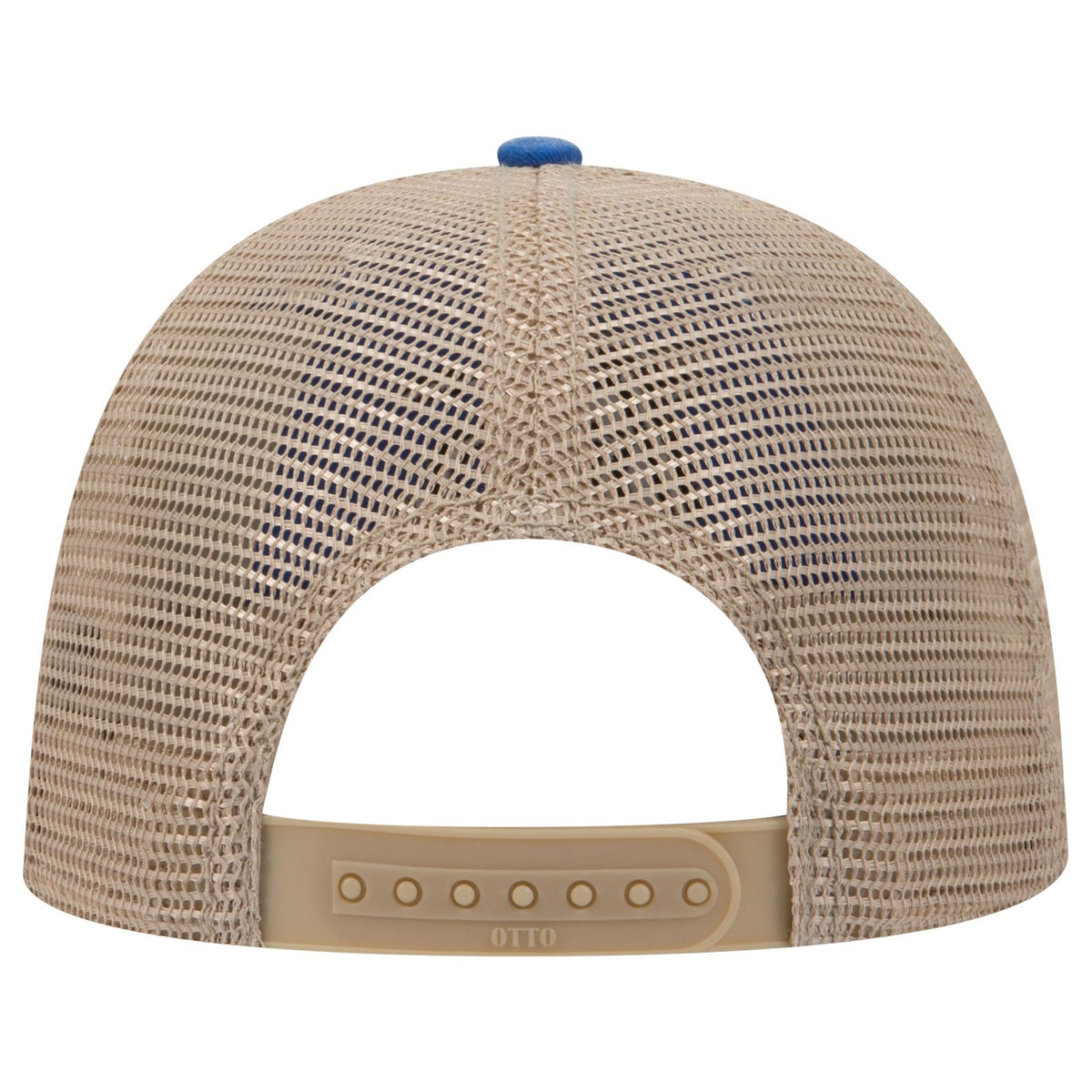 Rear View of 010132 - Ryl/Ryl/Kha OTTO CAP "OTTO COMFY FIT" 6 Panel Low Profile Mesh Back Trucker Hat