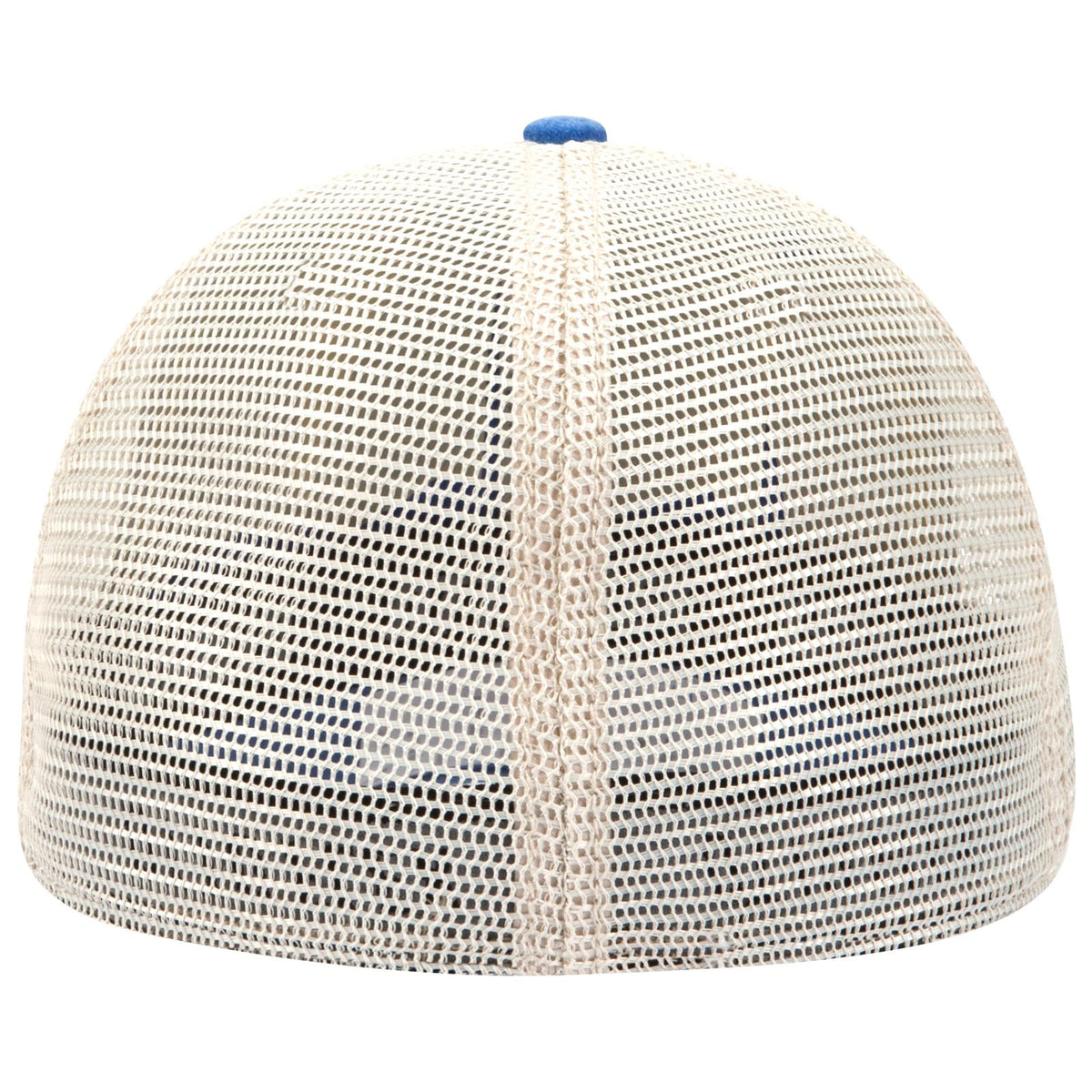 Rear View of 010132 - Ryl/Ryl/Kha OTTO CAP "OTTO FLEX" Fitted 6 Panel Low Profile Mesh Back Trucker Hat