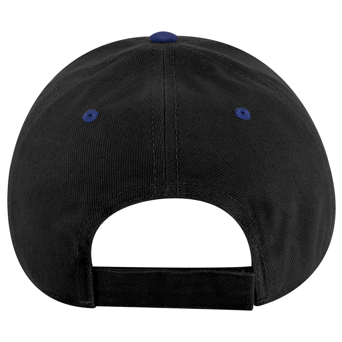 Rear View of 0103 - Royal/Black OTTO CAP 6 Panel Low Profile Baseball Cap