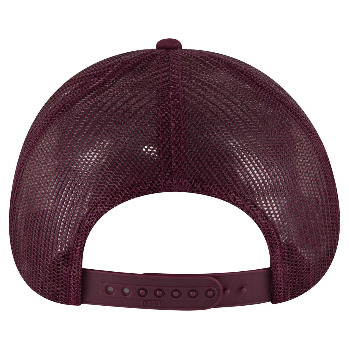 Rear View of 010A - Maroon OTTO CAP 6 Panel Low Profile Mesh Back Trucker Hat