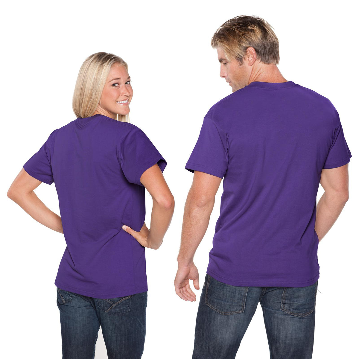 Rear View of 011 - Purple OTTO Unisex Heavyweight Comfy Tee T-Shirt
