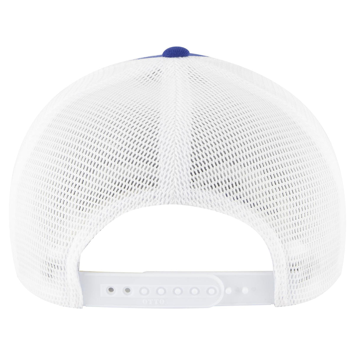 Rear View of 0116 - Ryl/Wht OTTO CAP "OTTO COMFY FIT" 6 Panel Low Profile Mesh Back Trucker Hat