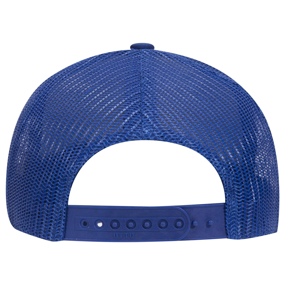 Rear View of 011601 - Ryl/Wht/Ryl OTTO CAP 6 Panel Low Profile Mesh Back Trucker Hat