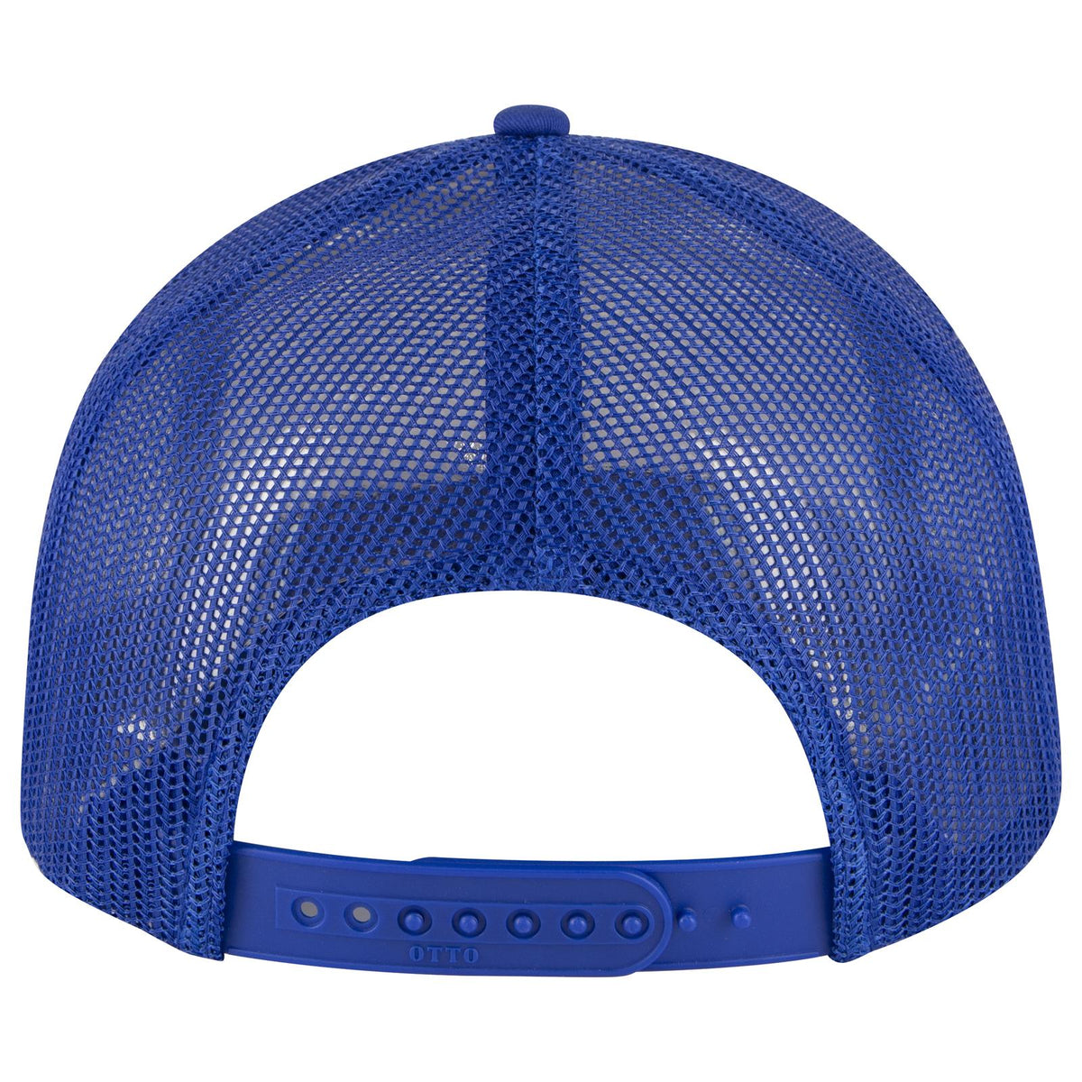 Rear View of 011601 - Ryl/Wht/Ryl OTTO CAP 6 Panel Low Profile Mesh Back Trucker Hat