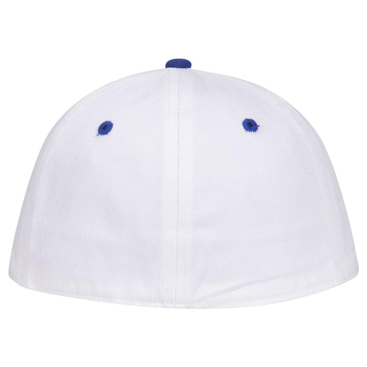 Rear View of 011616 - Ryl/Wht/Wht OTTO CAP "OTTO FLEX" Fitted 6 Panel Low Profile Baseball Cap